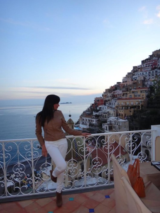View from La Sirenuse Hotel in Positano, great place for an aperitif at sunset