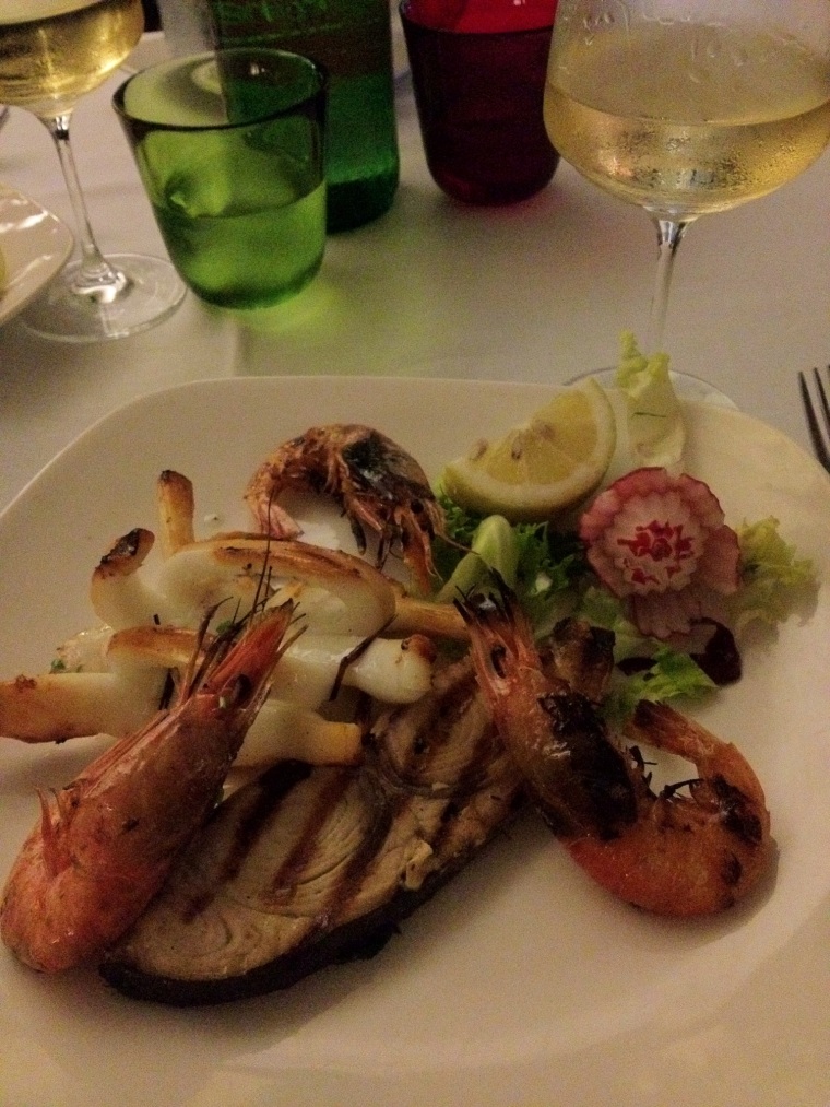 Grilled seafood and fish paired with organic grown veggies paired with Falanghina of the Phlegraean fields DOC. 
