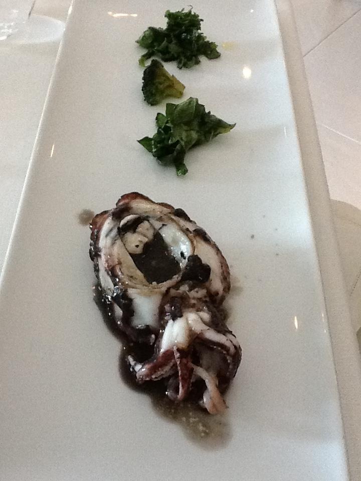 Raw squid on its own ink